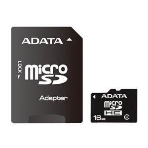 A-DATA 16GB Micro SD(SDHC) w/SD Adapter Class 2